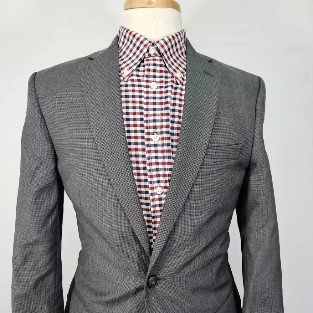 JOS A BANK Metropolitan Men's Sport Coat Blazer Two‎ Button Gray Slim Fit 38R